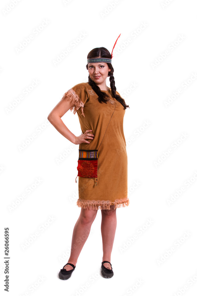 Woman in american indian costume Woman in american indian costume
