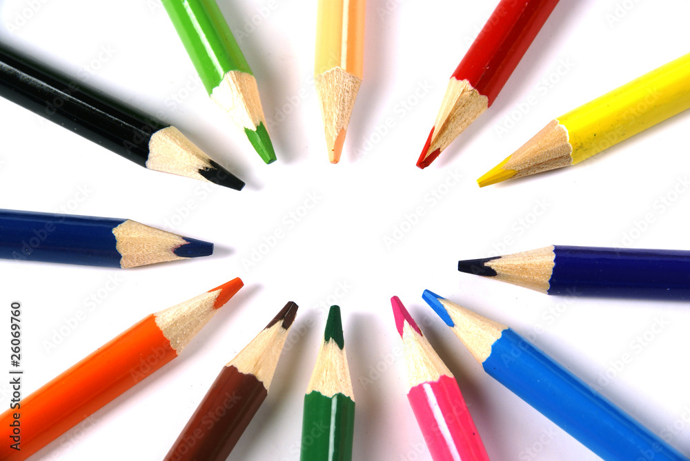 Coloured Pencils on a White Background Coloured Pencils on a White Background