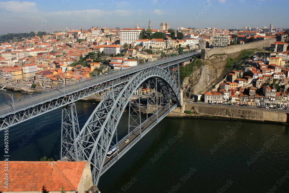 Porto panorama with Dom Luis bridge in foreground