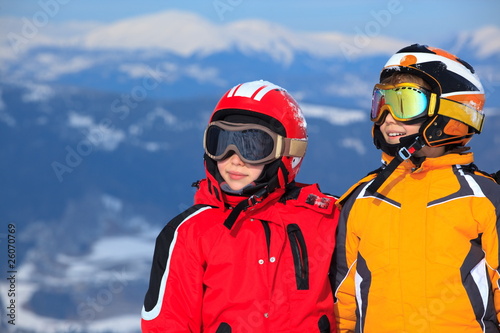 Children in ski clothes