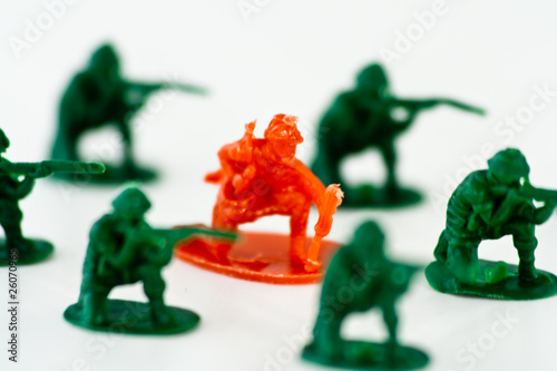 Red Soldier with Green Soldiers