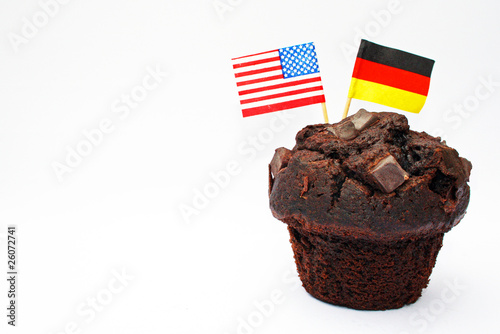 Muffin mit Amerika und Deutschlandfahne