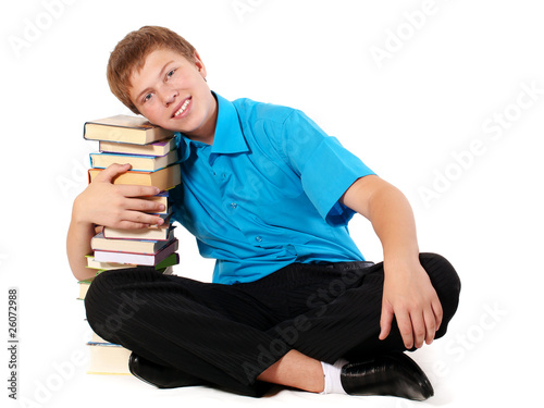 Student with pile of books
