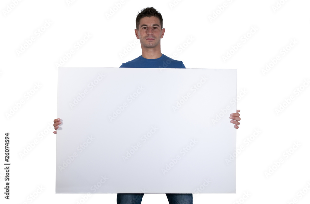 man with white sign man with white sign