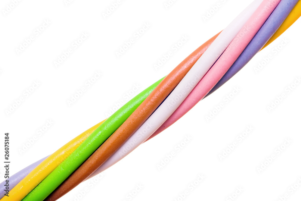 Multicolored computer cable isolated on white background Multicolored computer cable isolated on white background