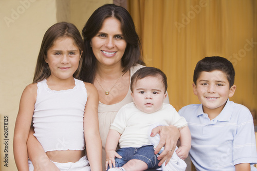 Hispanic woman and children photo