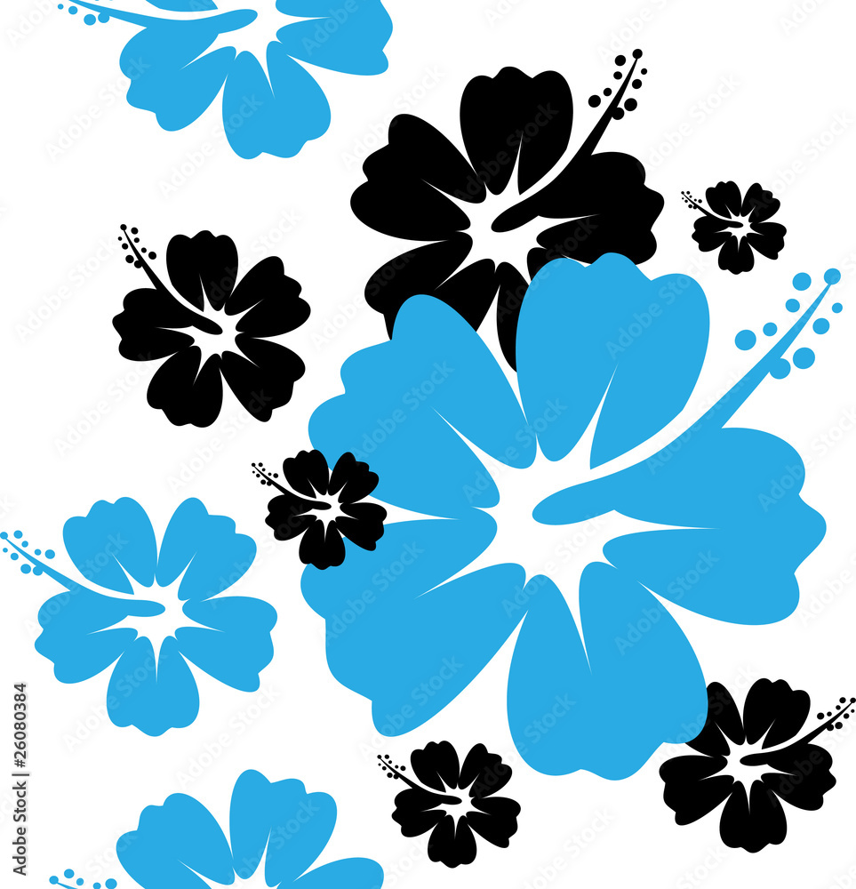 Seamless Hibiscus flower Background Stock Vector | Adobe Stock