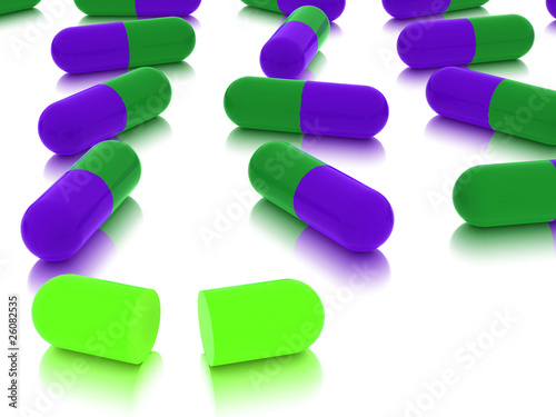 pills on white background