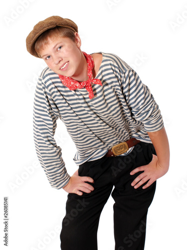 Portrait of teenage dressed in seaman shirt