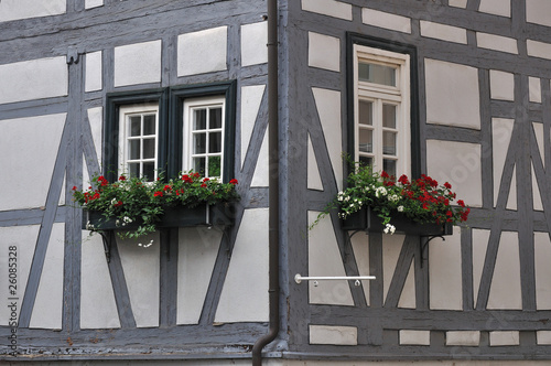 bad wimpfen, dettaglio di casa con graticcio grigio photo