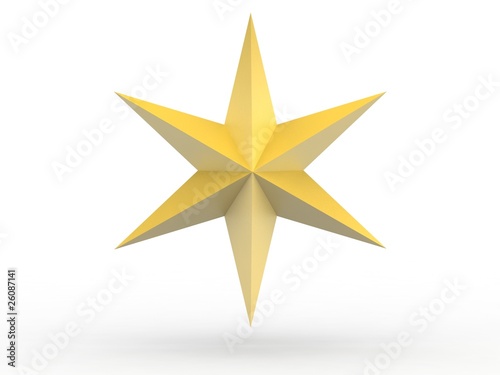 Gold Christmas star isolated over a white background