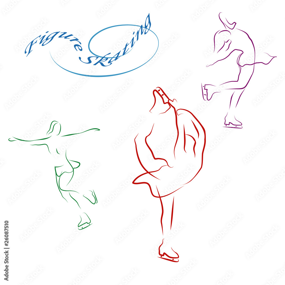 Obraz premium vector illustration with figure skating