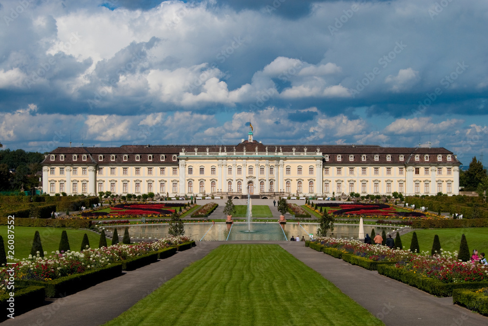 Ludwigsburg royal palace under heavy clouds