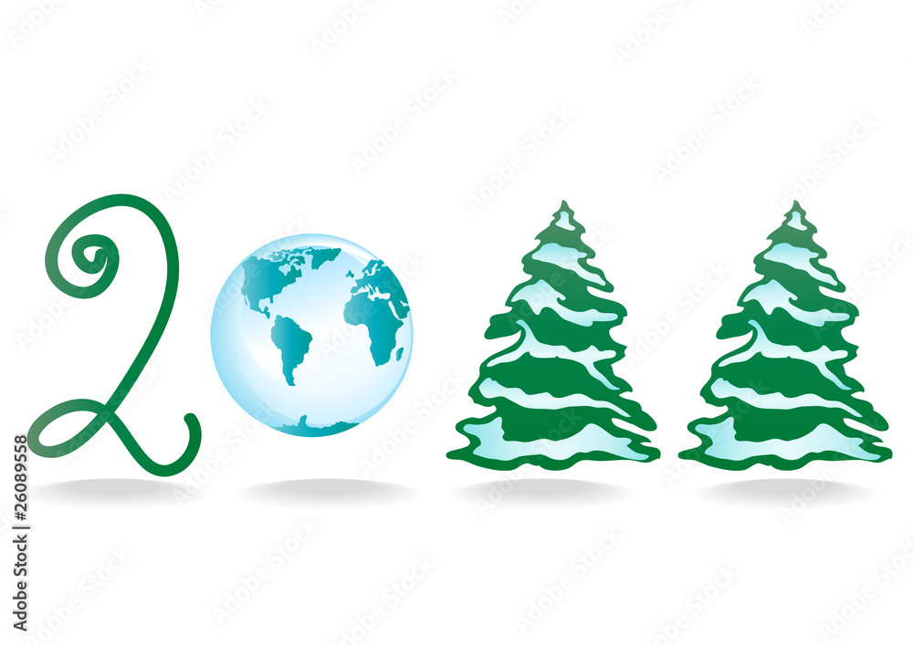 Vector of 2011 Happy New Year with Christmas trees Vector of 2011 Happy New Year with Christmas trees