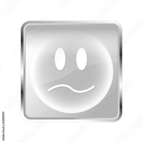 Smiley Button unzufrieden silber grau