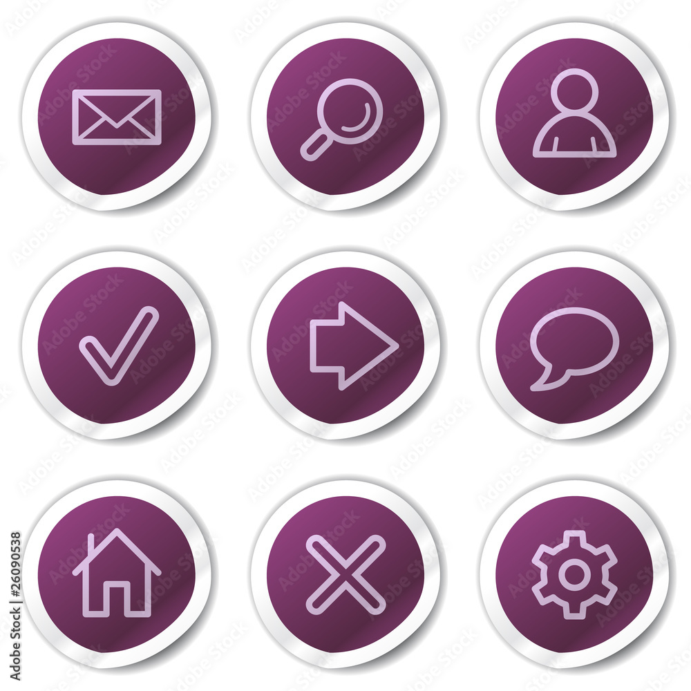 Basic web icons, purple stickers series Basic web icons, purple stickers series
