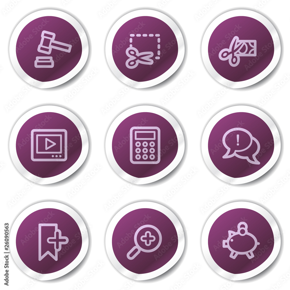 Shopping web icons set 3, purple stickers series Shopping web icons set 3, purple stickers series