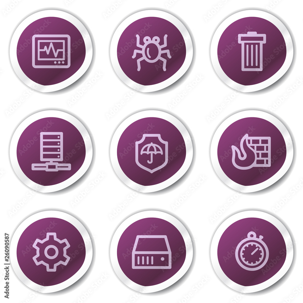 Fototapeta premium Internet security web icons, purple stickers series