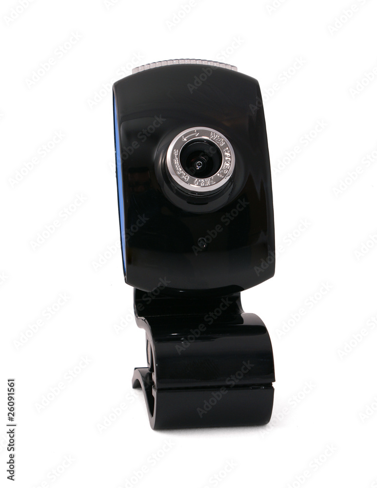 Black usb web camera isolated on white background