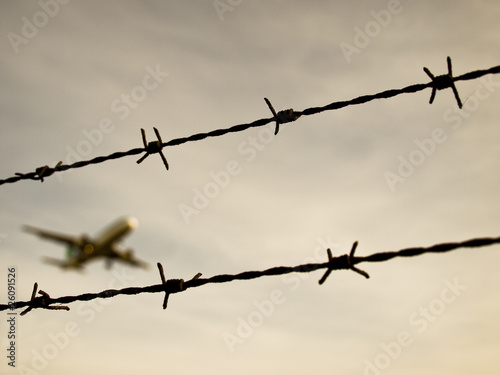 plane landing barb wire