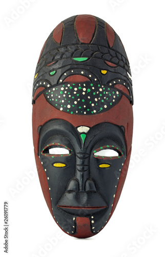 African wooden mask isolated on white background