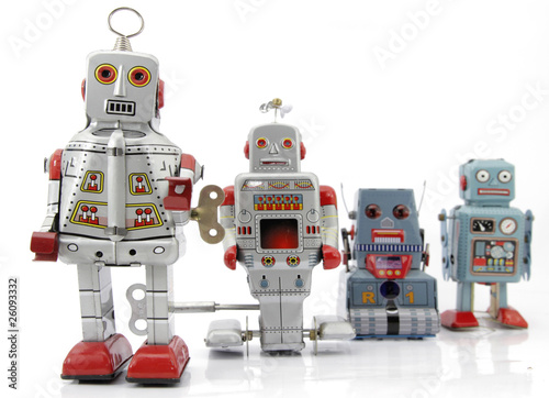 line of toy robots