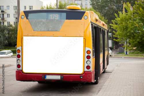 Blank billboard on back of bus