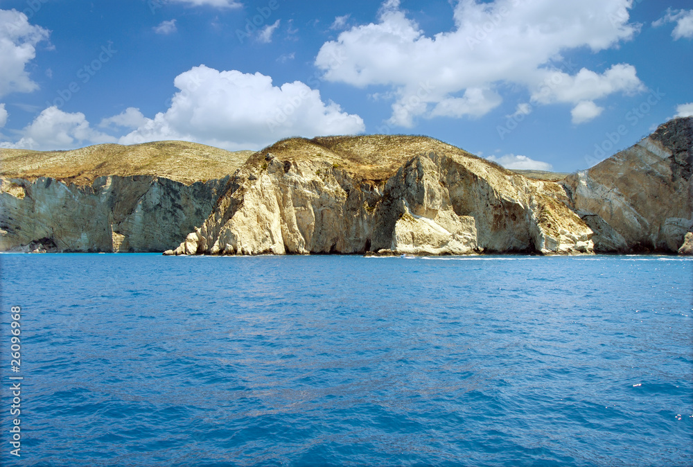 rocky shore of a Greek island surrounded by sea - zakynthos