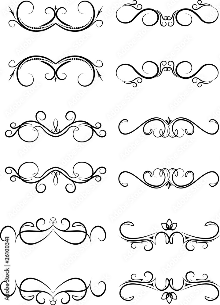 Set of six decorative elements. Vector Set of six decorative elements. Vector