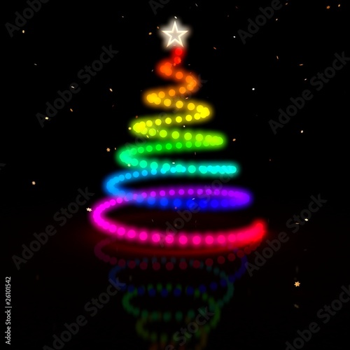 Christmas Tree. Black background, 3d render