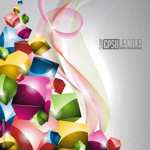 Abstract vector background with colour dices