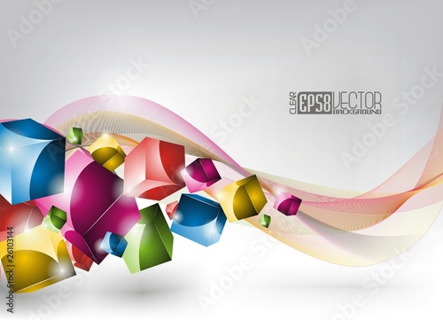 Abstract vector background with colour dices