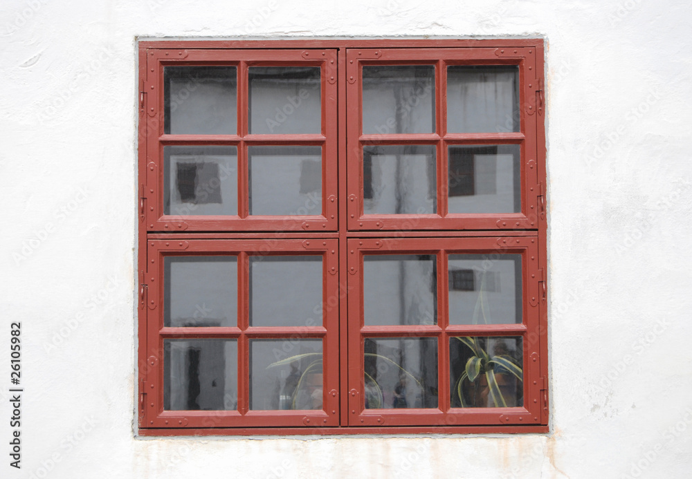Red Wooden Window