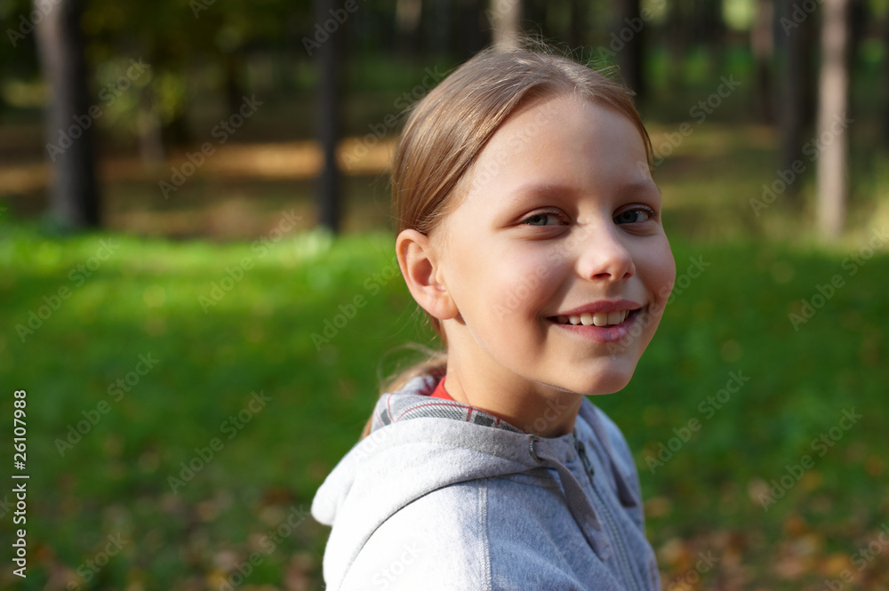 Outdoor portrait of smiling little girl Outdoor portrait of smiling little girl
