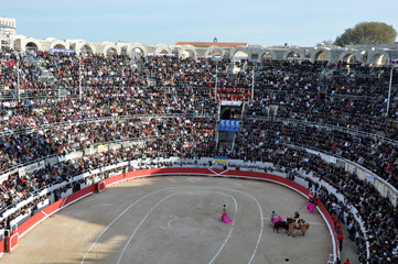 Poster Stierenvechten Spaanse matador in arena  © labelverte
