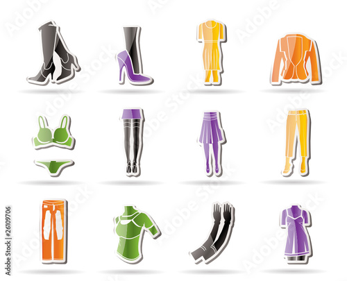 woman and female clothes Simple icons