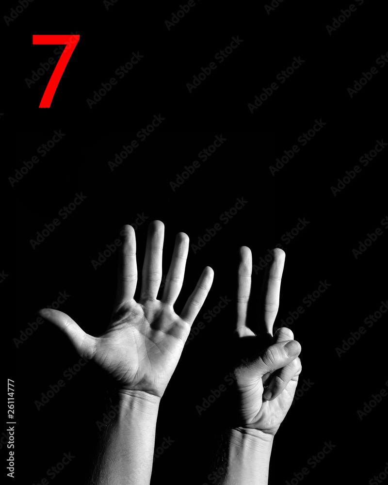 Fototapeta premium Finger Spelling the Number 