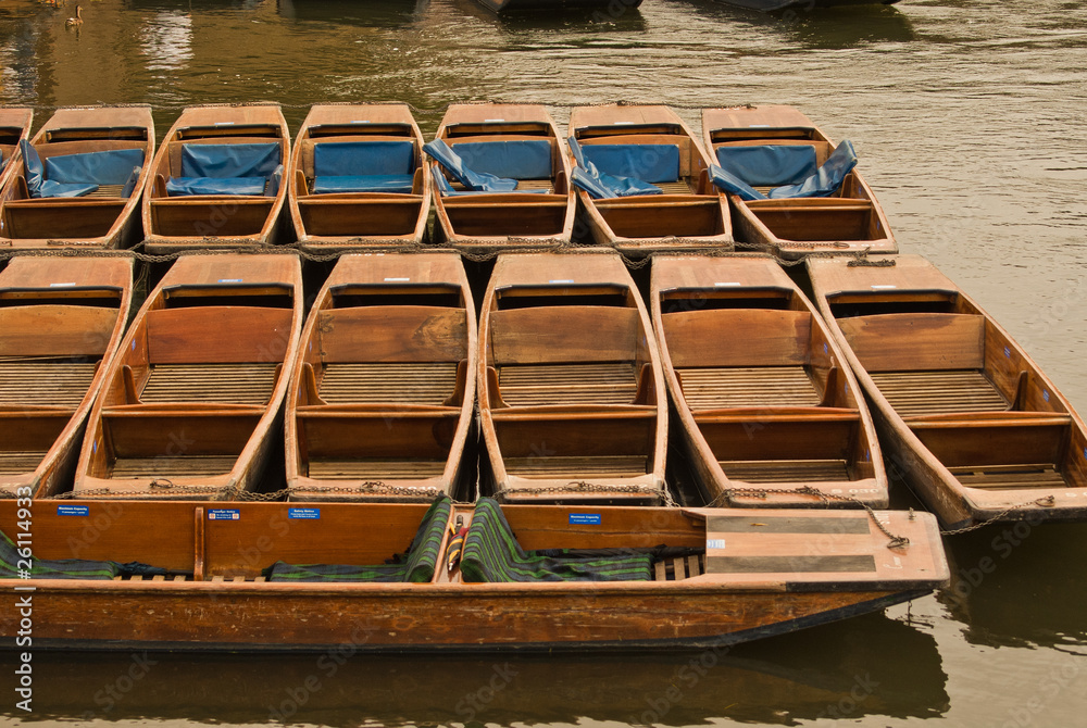 Floating boats in a river