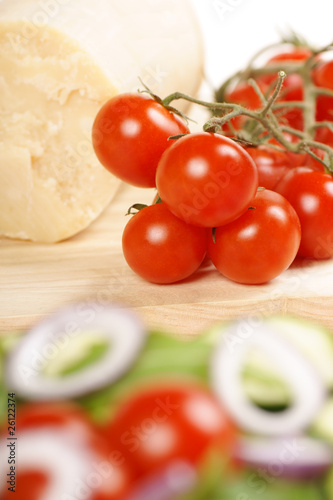 Cherry tomatoes and parmesan cheese