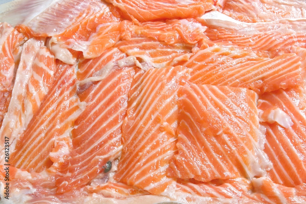 Fresh sliced salmon Fillet using as background Fresh sliced salmon Fillet using as background