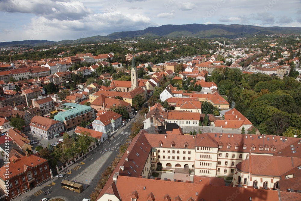Aerial view of Zagreb, the capital of Croatia