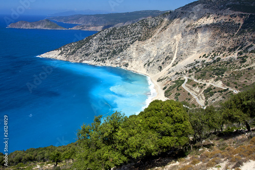 The famous Myrtos beach of Kefalonia - arial view