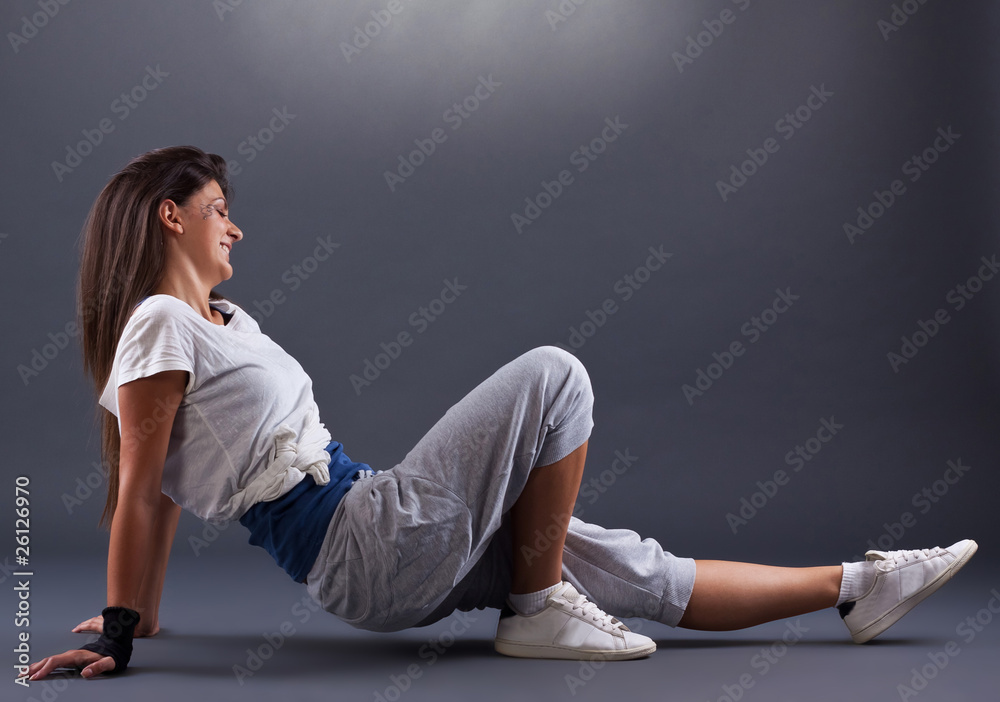 Sporty female sitting