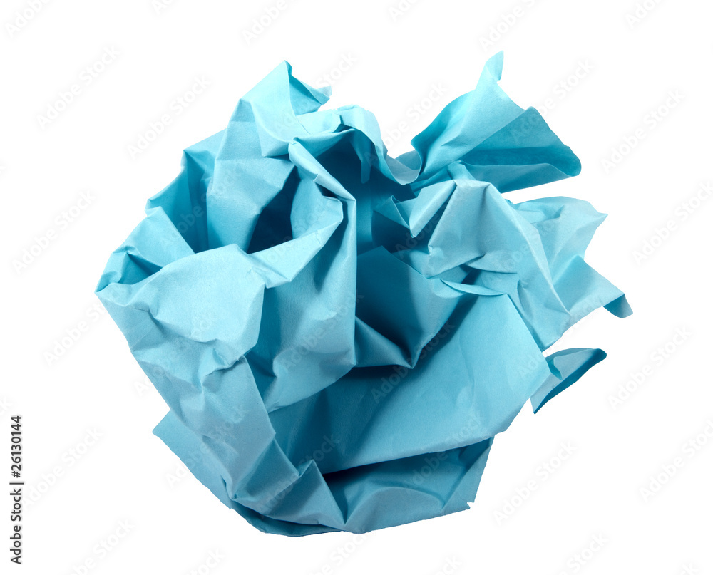 Ball of crumpled blue paper. Ball of crumpled blue paper.