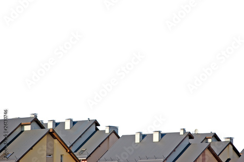 Valokuvatapetti Detailed Rowhouse Roofs Panorama Isolated