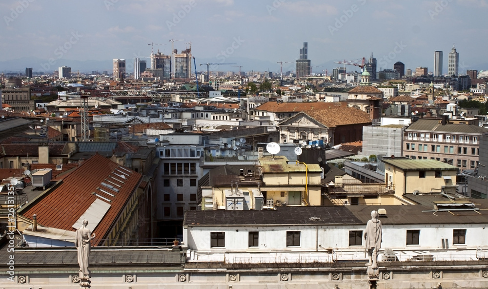 Aerial view of Milano, taken from Duomo