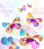a flock of colorful butterflies
