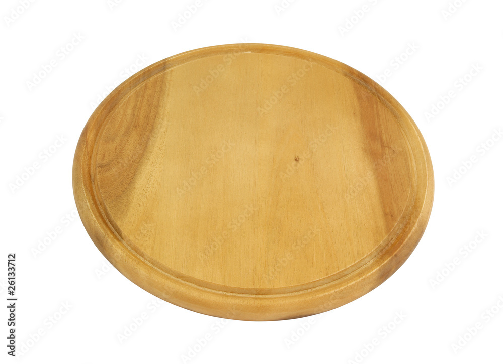 Round chopping board isolated on a white background