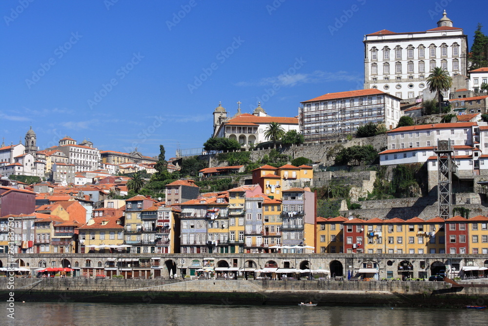 view of Porto promenade from Douro river