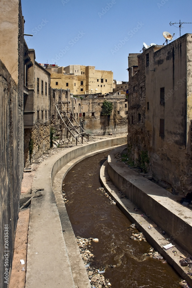 Polluted river in Fes